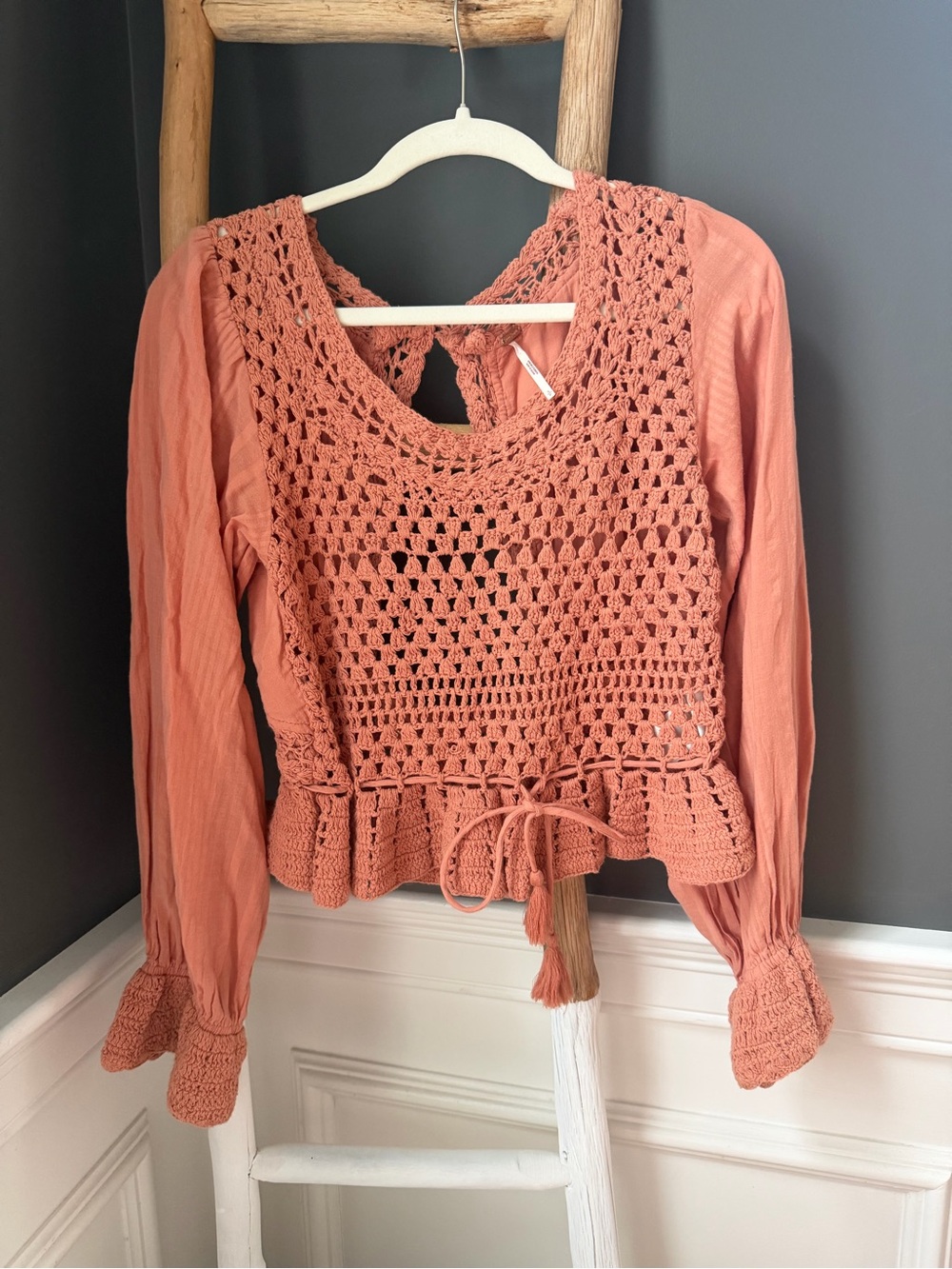 Free People Megan Crochet Peplum Top